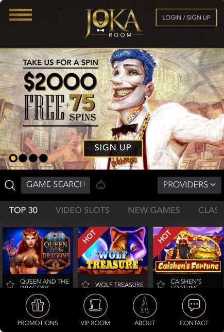 Mobile Interface of WildCard City Casino