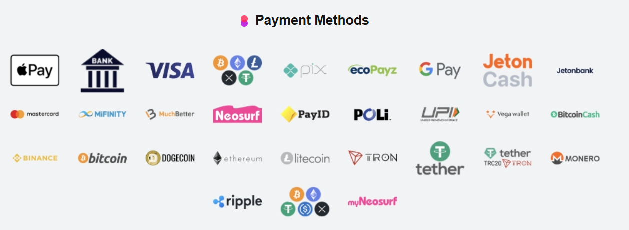 Payment methods at Wildcardcity casino